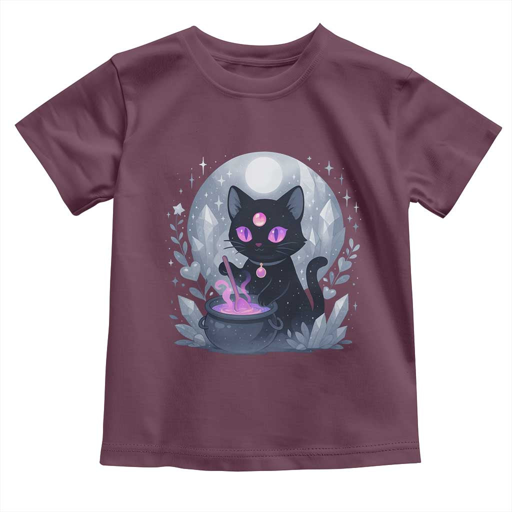 Witchy Black Cat Toddler T Shirt Brewing Magic Funny Pastel Goth Art - Wonder Print Shop