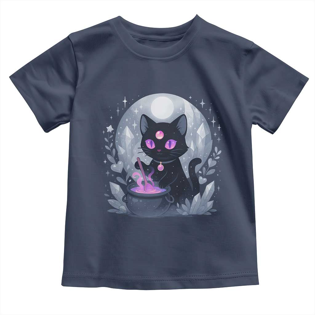 Witchy Black Cat Toddler T Shirt Brewing Magic Funny Pastel Goth Art - Wonder Print Shop