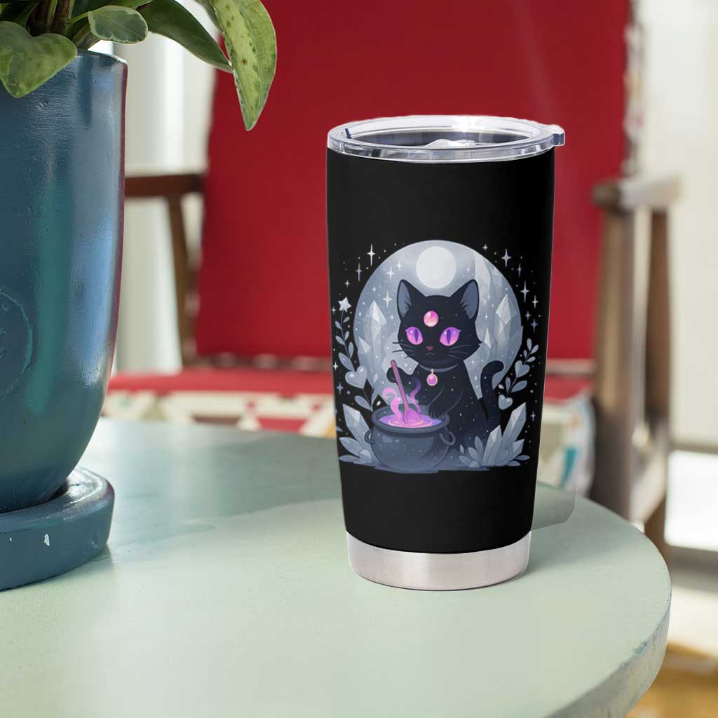 Witchy Black Cat Tumbler Cup Brewing Magic Funny Pastel Goth Art