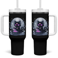 Witchy Black Cat Tumbler With Handle Brewing Magic Funny Pastel Goth Art