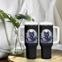 Witchy Black Cat Tumbler With Handle Brewing Magic Funny Pastel Goth Art