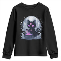 Witchy Black Cat Youth Sweatshirt Brewing Magic Funny Pastel Goth Art - Wonder Print Shop