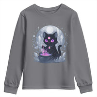 Witchy Black Cat Youth Sweatshirt Brewing Magic Funny Pastel Goth Art - Wonder Print Shop