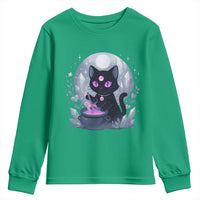 Witchy Black Cat Youth Sweatshirt Brewing Magic Funny Pastel Goth Art - Wonder Print Shop