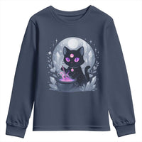 Witchy Black Cat Youth Sweatshirt Brewing Magic Funny Pastel Goth Art - Wonder Print Shop