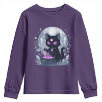 Witchy Black Cat Youth Sweatshirt Brewing Magic Funny Pastel Goth Art - Wonder Print Shop