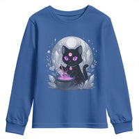 Witchy Black Cat Youth Sweatshirt Brewing Magic Funny Pastel Goth Art - Wonder Print Shop
