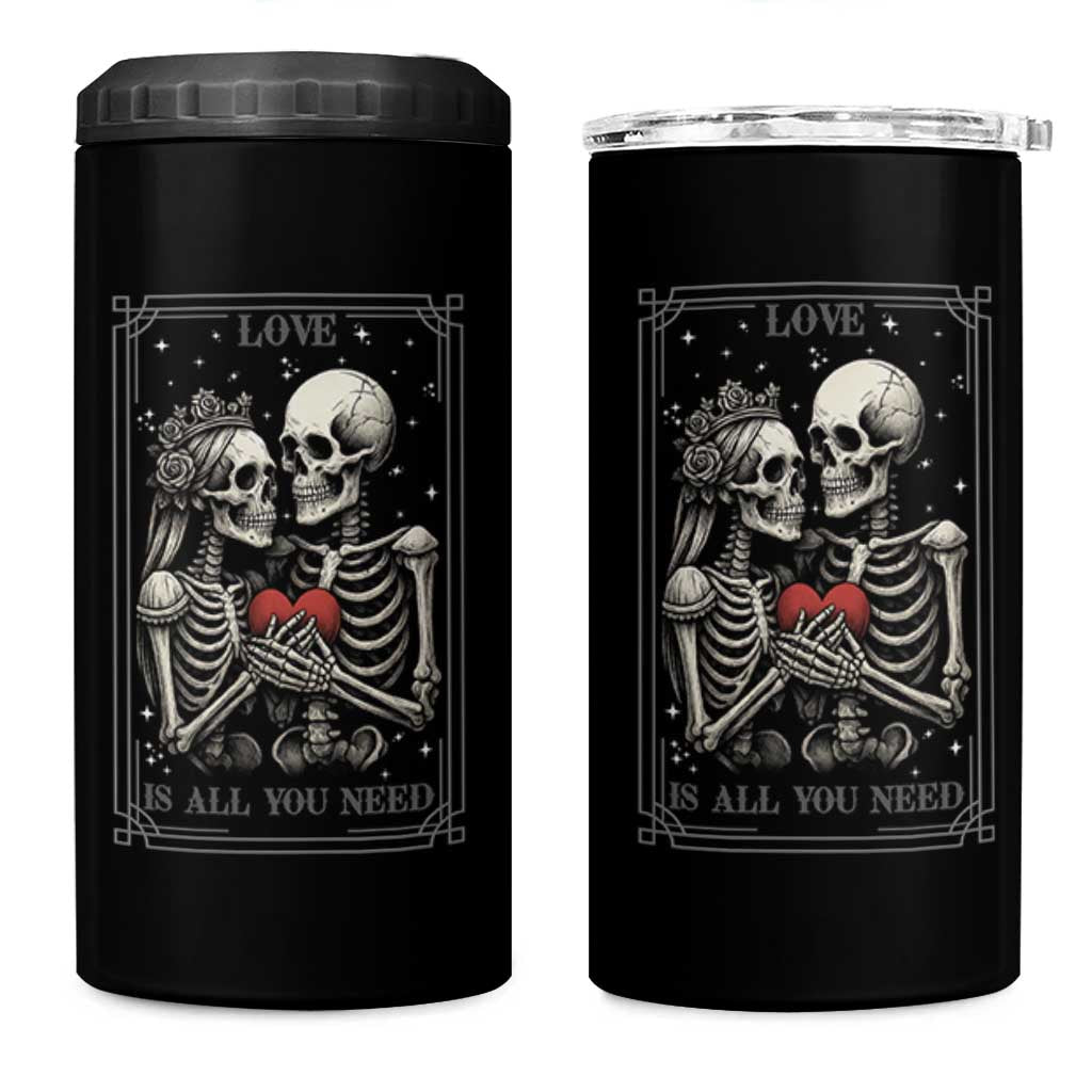 Love Is All You Need 4 in 1 Can Cooler Tumbler Skeleton Lovers Funny Halloween Tarot