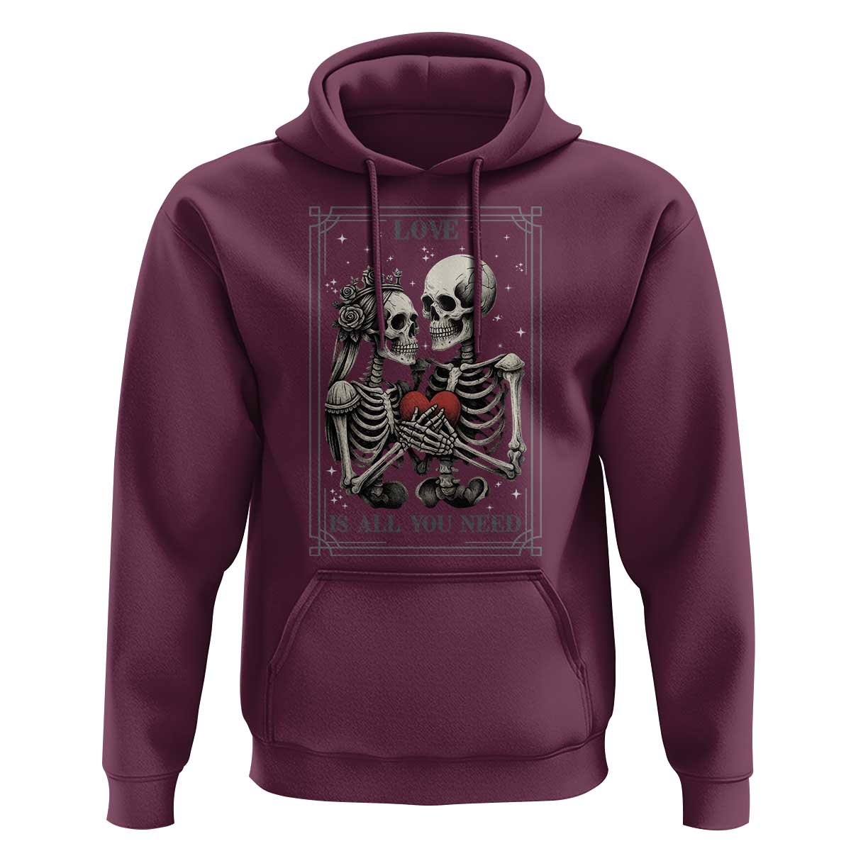 Love Is All You Need Hoodie Skeleton Lovers Funny Halloween Tarot - Wonder Print Shop