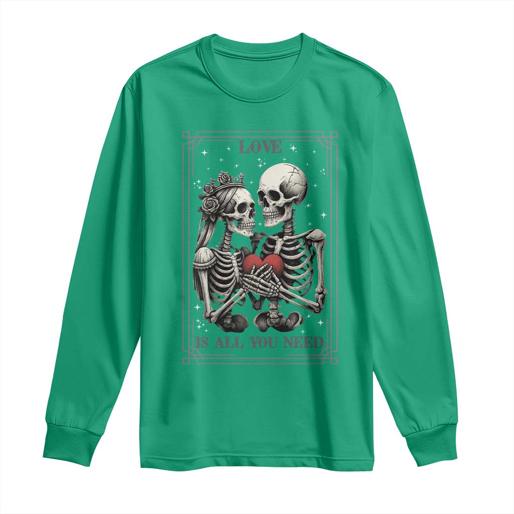 Love Is All You Need Long Sleeve Shirt Skeleton Lovers Funny Halloween Tarot - Wonder Print Shop