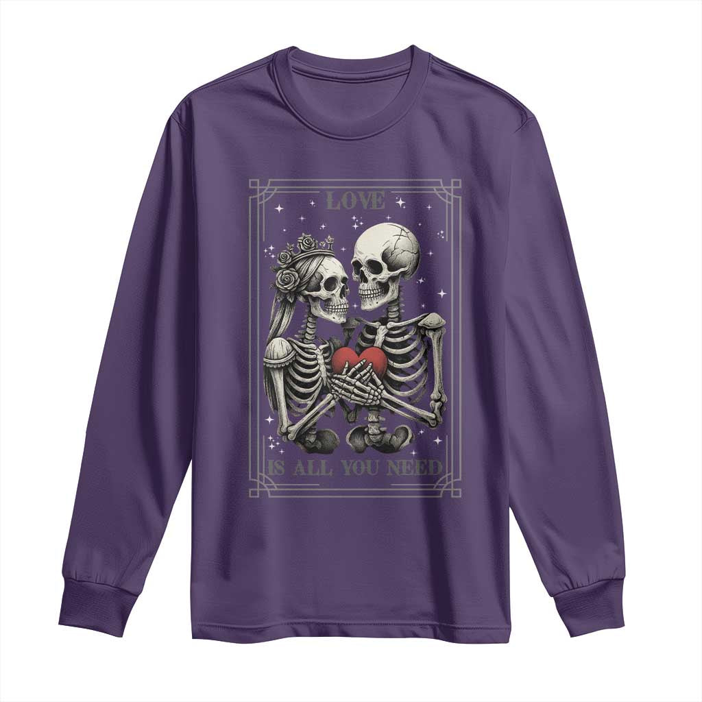 Love Is All You Need Long Sleeve Shirt Skeleton Lovers Funny Halloween Tarot - Wonder Print Shop