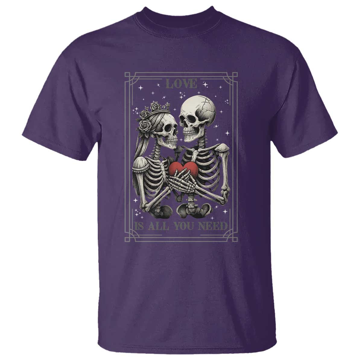 Love Is All You Need T Shirt Skeleton Lovers Funny Halloween Tarot - Wonder Print Shop