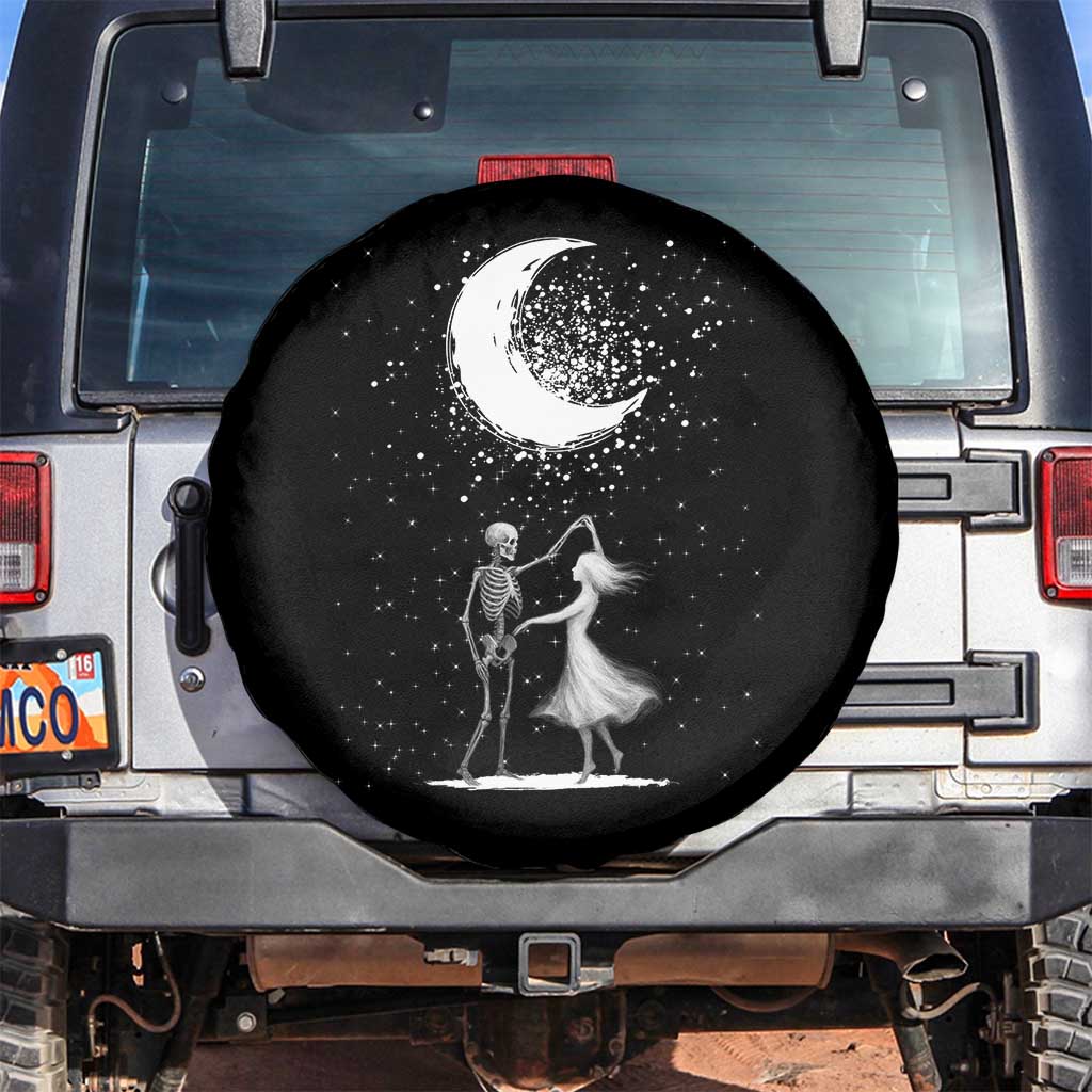 Skeleton Lover Dancing Under The Moon Dark Romantic Art Spare Tire Cover - Wonder Print Shop