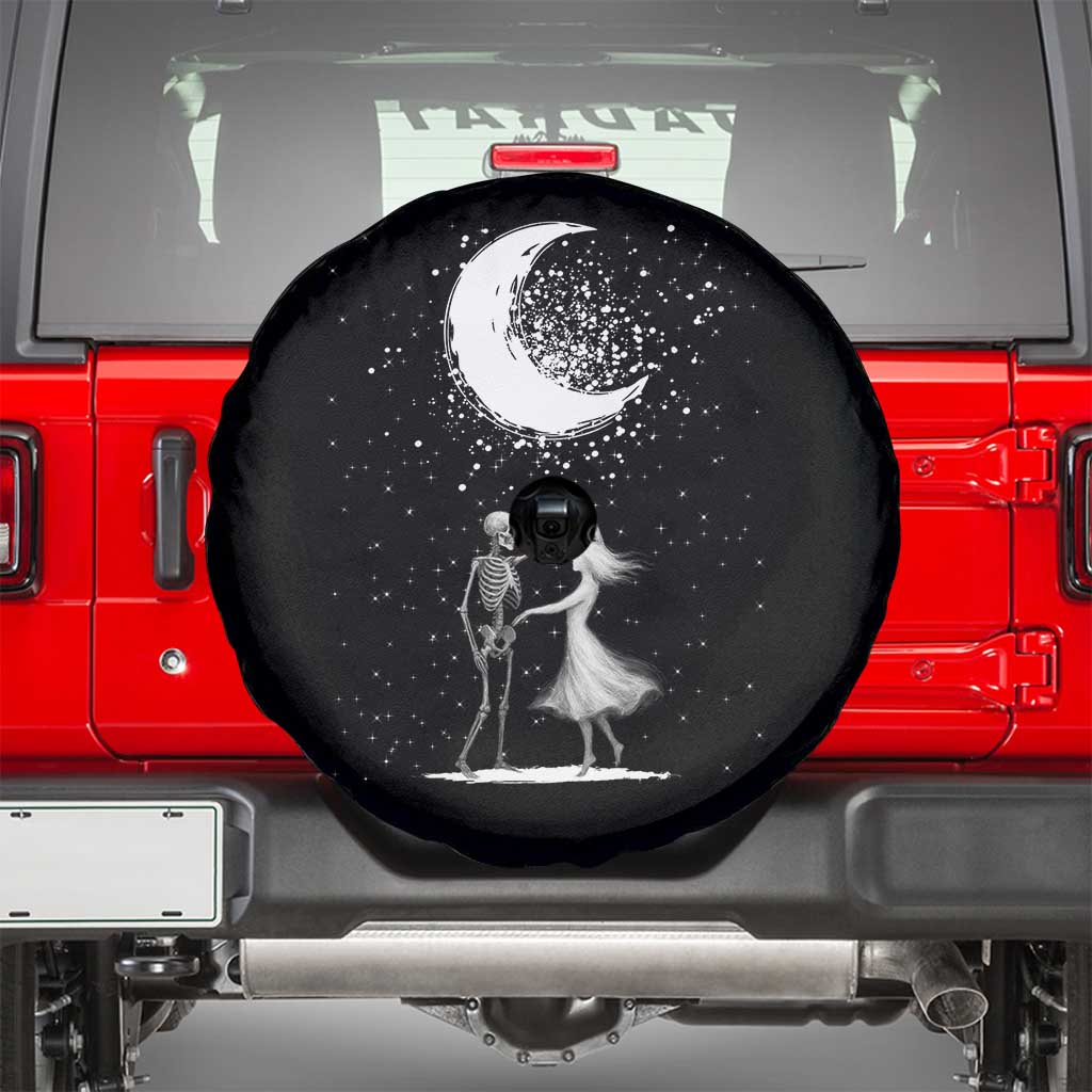 Skeleton Lover Dancing Under The Moon Dark Romantic Art Spare Tire Cover - Wonder Print Shop