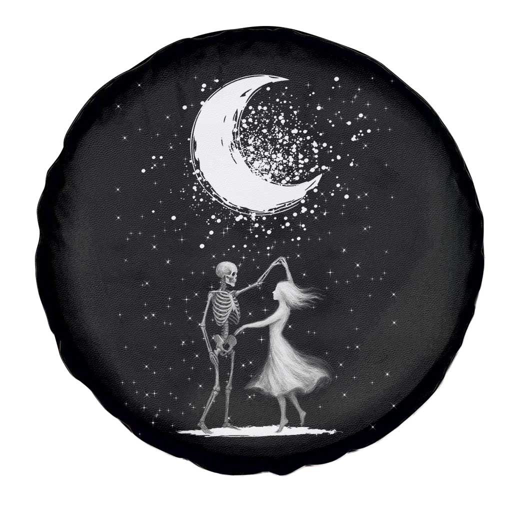 Skeleton Lover Dancing Under The Moon Dark Romantic Art Spare Tire Cover - Wonder Print Shop
