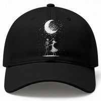 Skeleton Lover Dancing Under The Moon Dark Romantic Art Baseball Cap