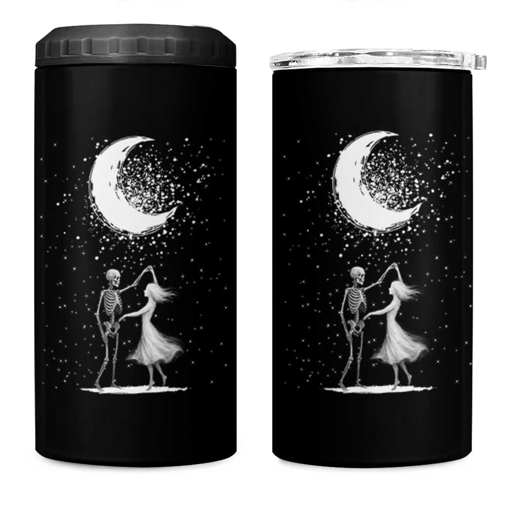 Skeleton Lover Dancing Under The Moon Dark Romantic Art 4 in 1 Can Cooler Tumbler