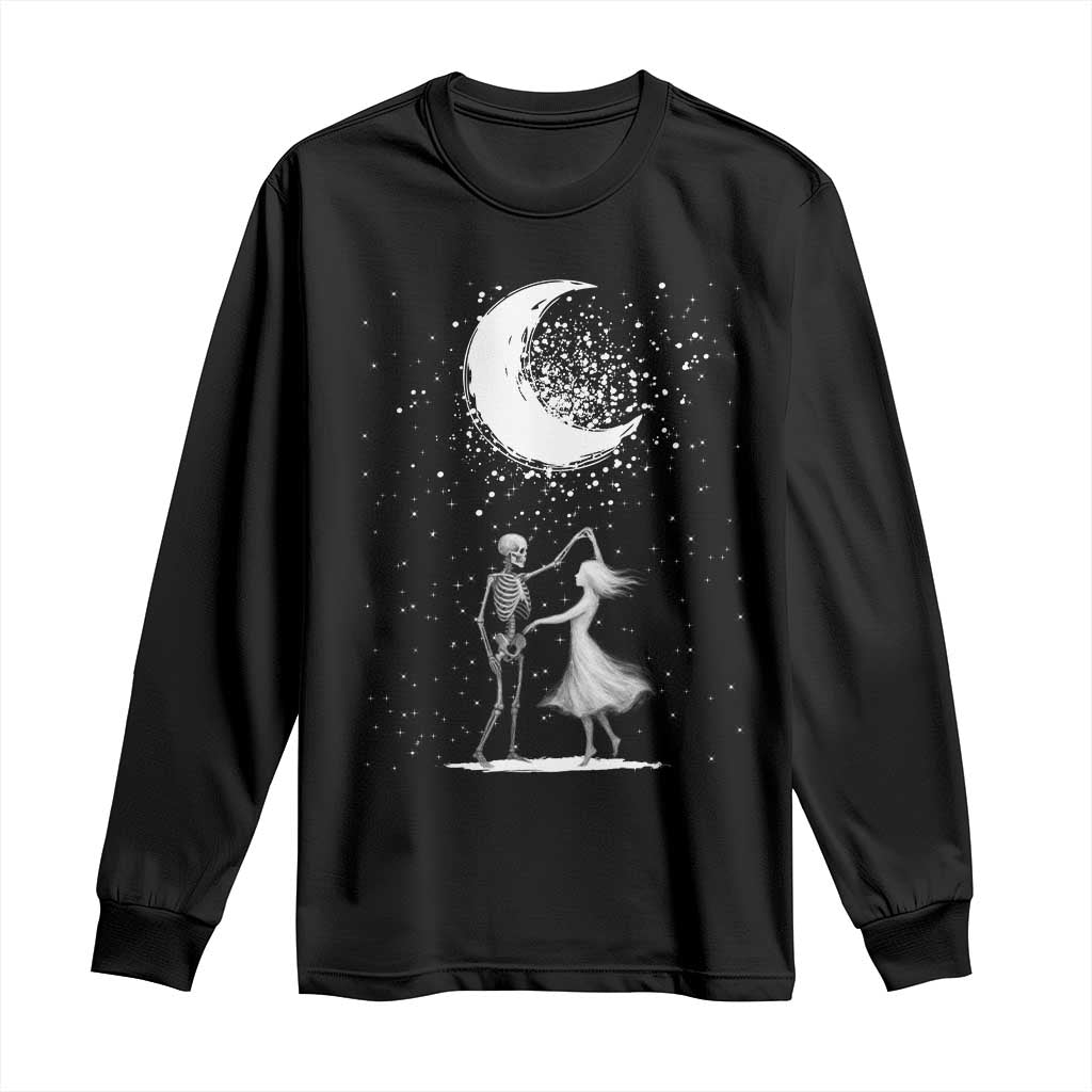 Skeleton Lover Dancing Under The Moon Dark Romantic Art Long Sleeve Shirt - Wonder Print Shop