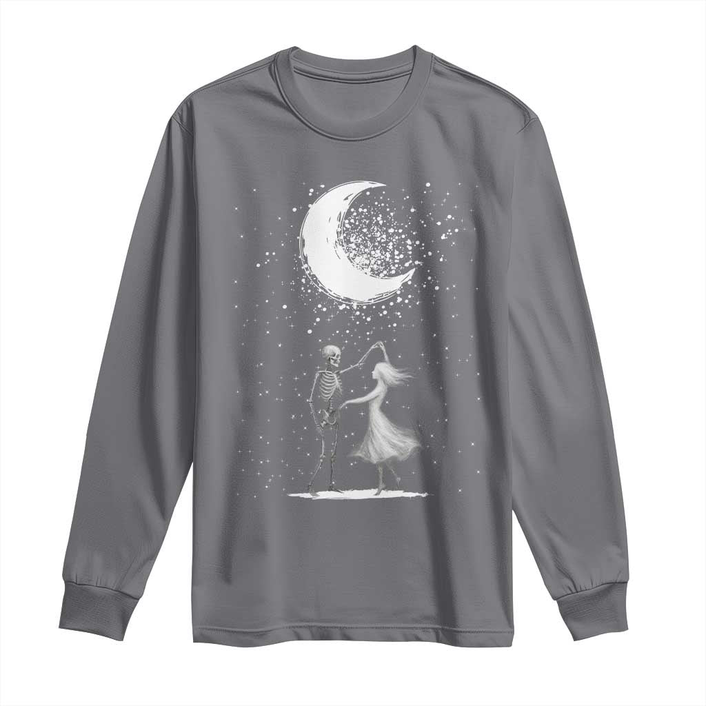 Skeleton Lover Dancing Under The Moon Dark Romantic Art Long Sleeve Shirt - Wonder Print Shop