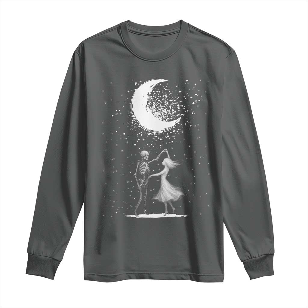 Skeleton Lover Dancing Under The Moon Dark Romantic Art Long Sleeve Shirt - Wonder Print Shop
