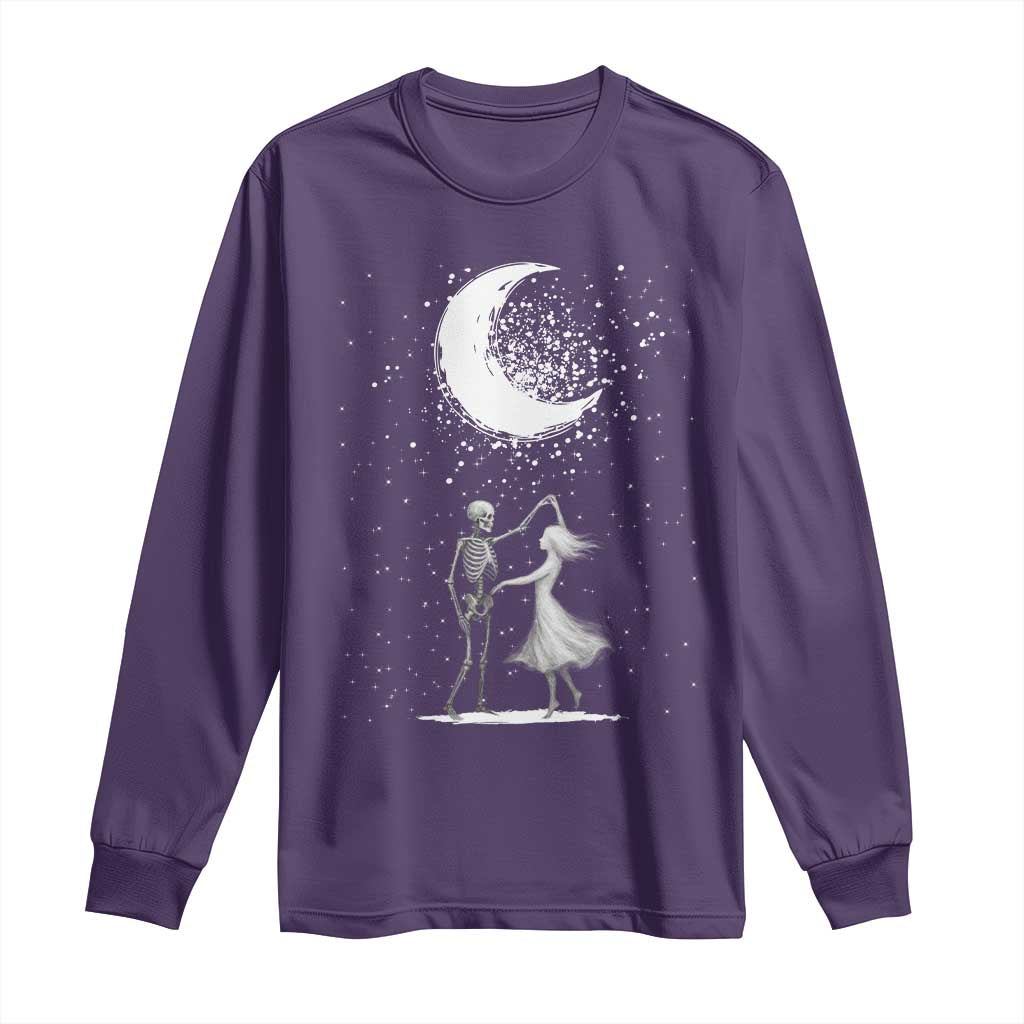 Skeleton Lover Dancing Under The Moon Dark Romantic Art Long Sleeve Shirt - Wonder Print Shop