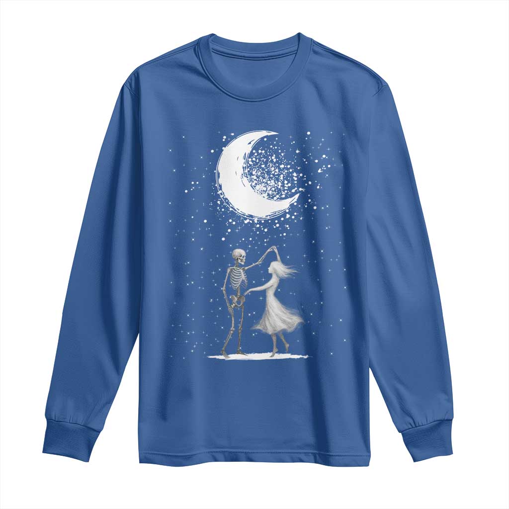 Skeleton Lover Dancing Under The Moon Dark Romantic Art Long Sleeve Shirt - Wonder Print Shop