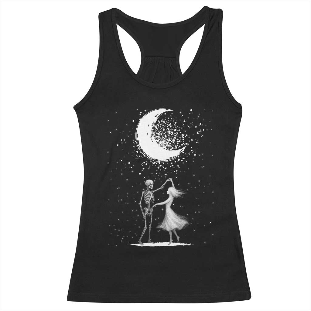 Skeleton Lover Dancing Under The Moon Dark Romantic Art Racerback Tank Top - Wonder Print Shop