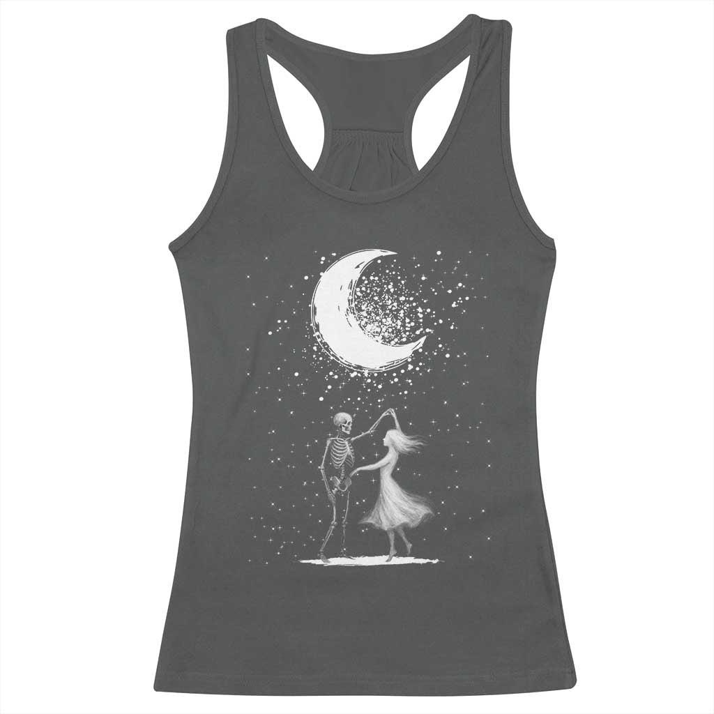 Skeleton Lover Dancing Under The Moon Dark Romantic Art Racerback Tank Top - Wonder Print Shop