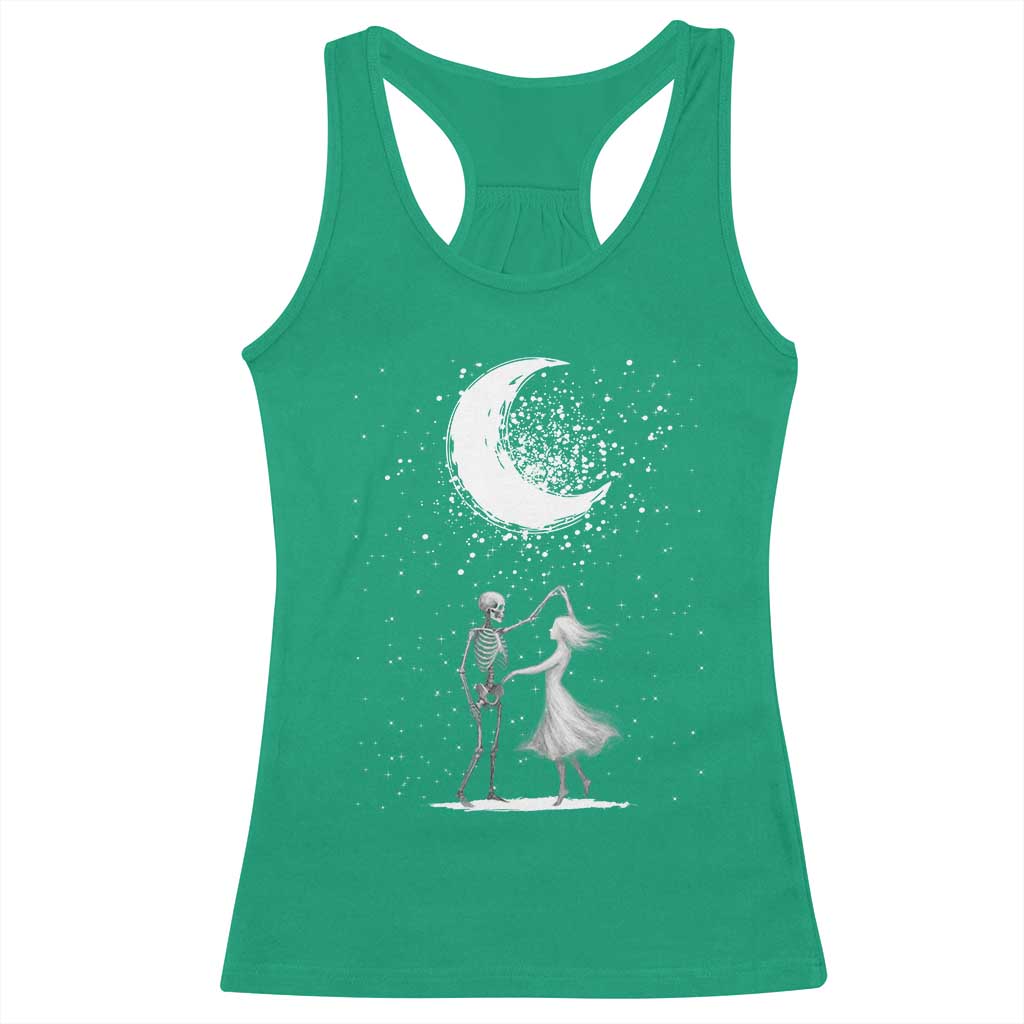 Skeleton Lover Dancing Under The Moon Dark Romantic Art Racerback Tank Top - Wonder Print Shop