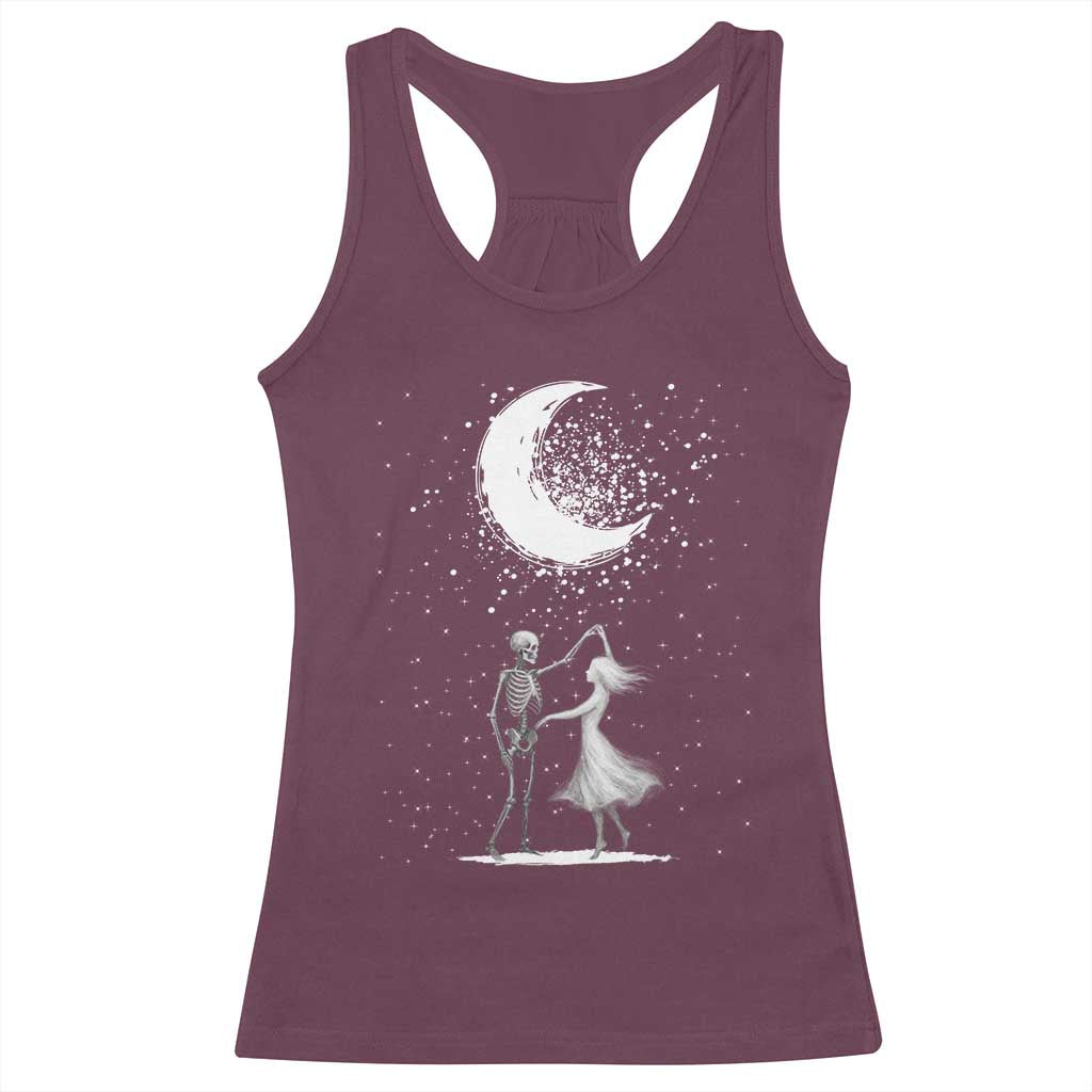 Skeleton Lover Dancing Under The Moon Dark Romantic Art Racerback Tank Top - Wonder Print Shop