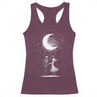 Skeleton Lover Dancing Under The Moon Dark Romantic Art Racerback Tank Top - Wonder Print Shop