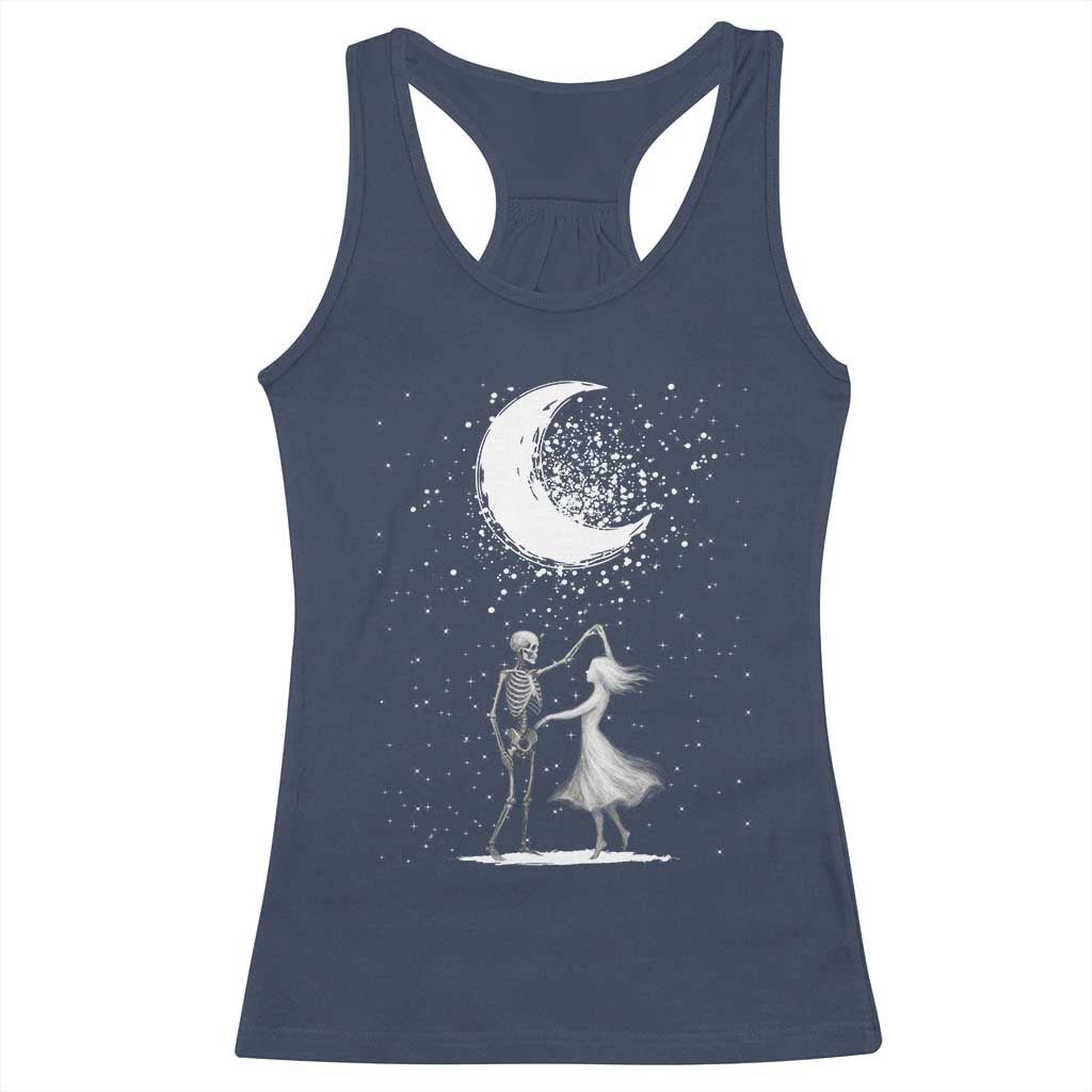 Skeleton Lover Dancing Under The Moon Dark Romantic Art Racerback Tank Top - Wonder Print Shop