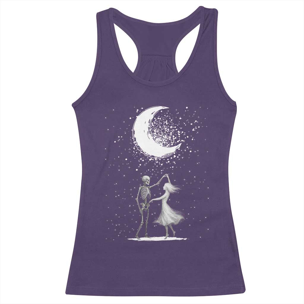 Skeleton Lover Dancing Under The Moon Dark Romantic Art Racerback Tank Top - Wonder Print Shop