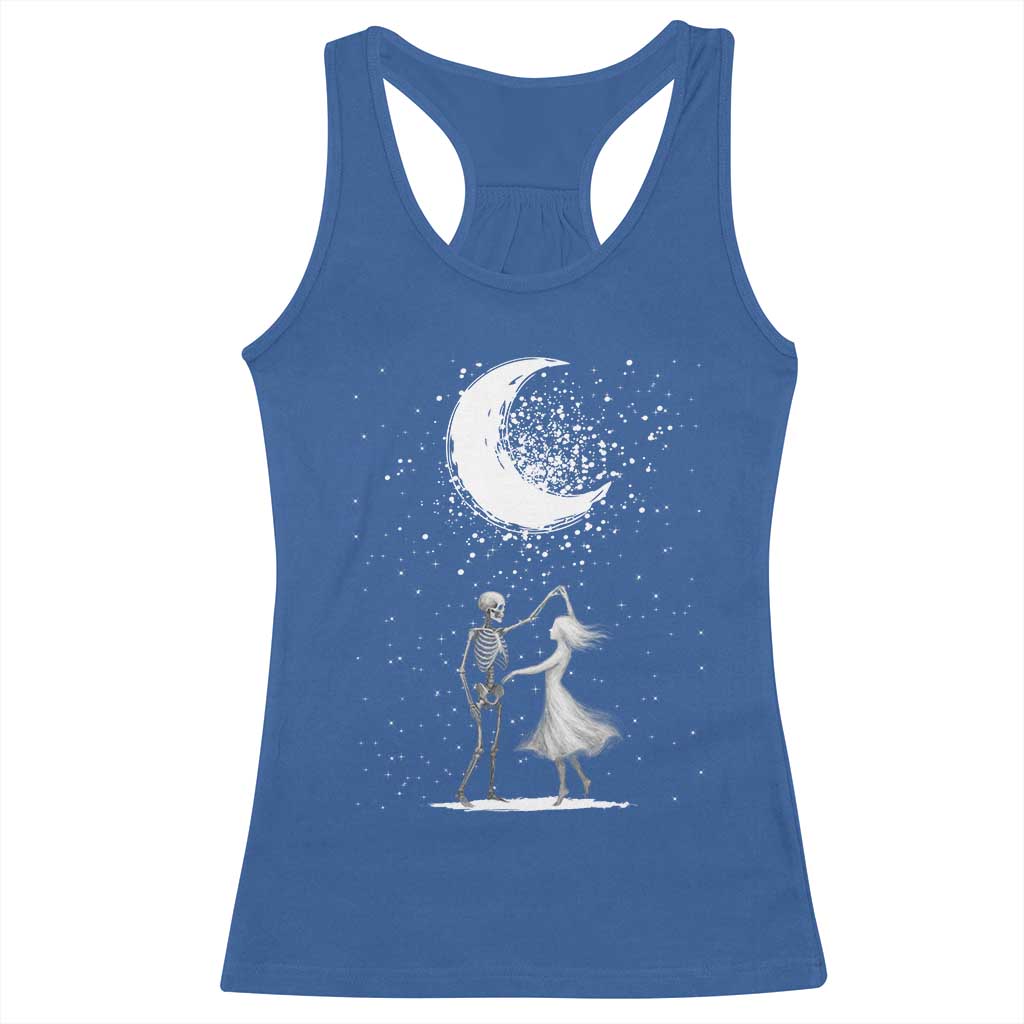 Skeleton Lover Dancing Under The Moon Dark Romantic Art Racerback Tank Top - Wonder Print Shop