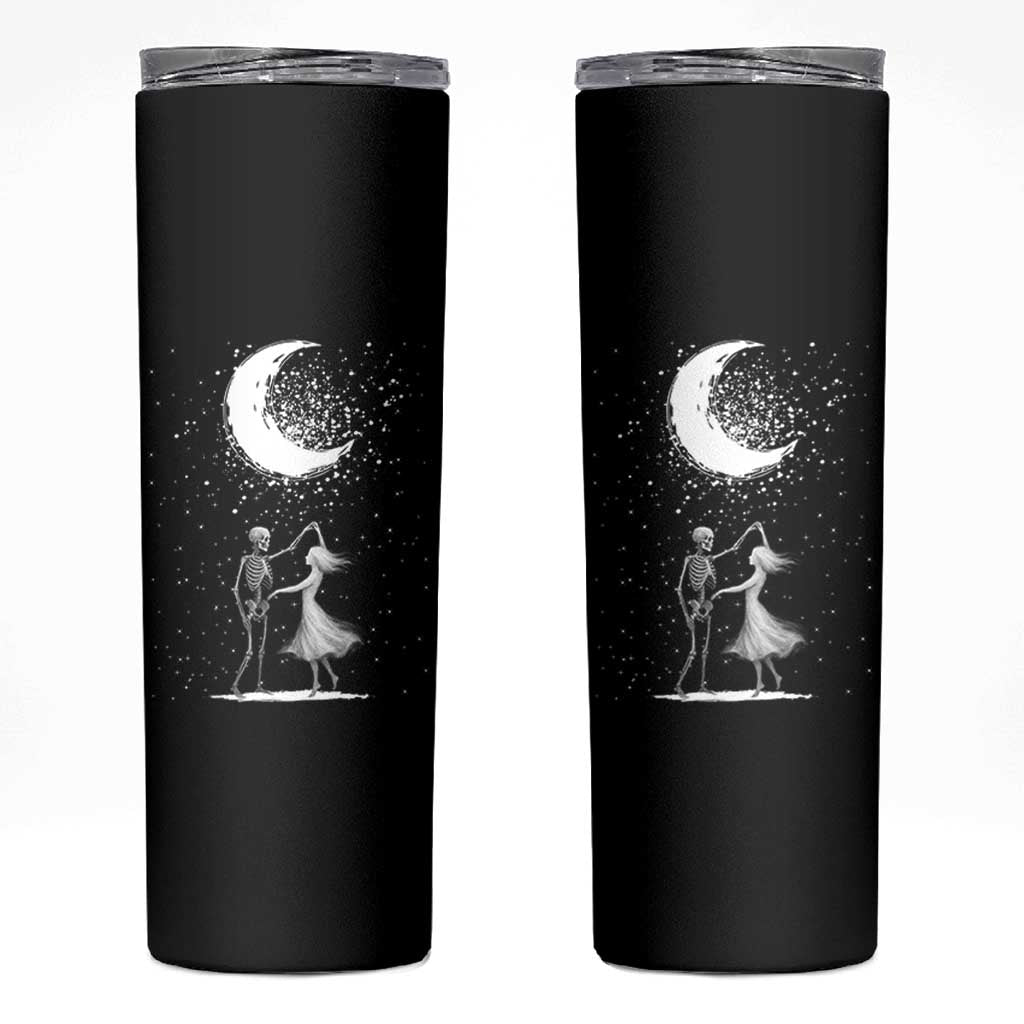 Skeleton Lover Dancing Under The Moon Dark Romantic Art Skinny Tumbler
