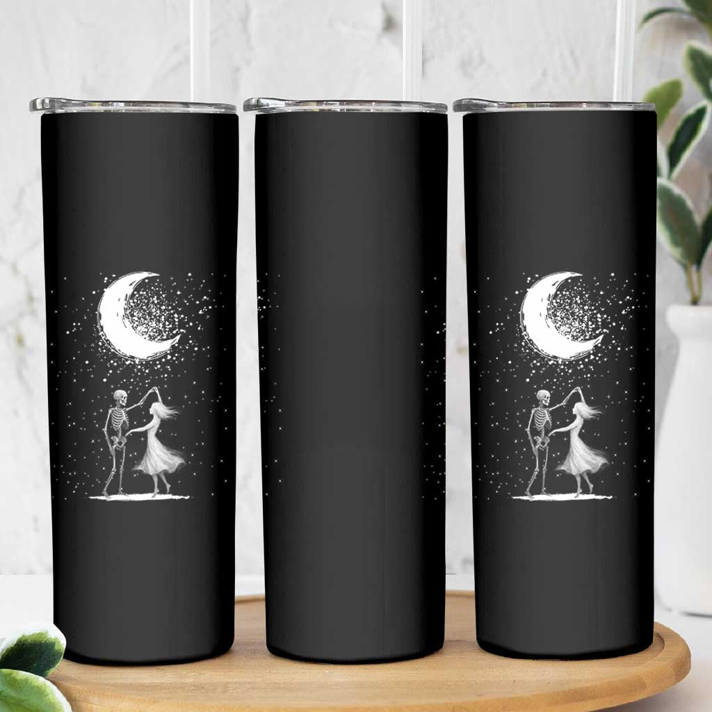 Skeleton Lover Dancing Under The Moon Dark Romantic Art Skinny Tumbler