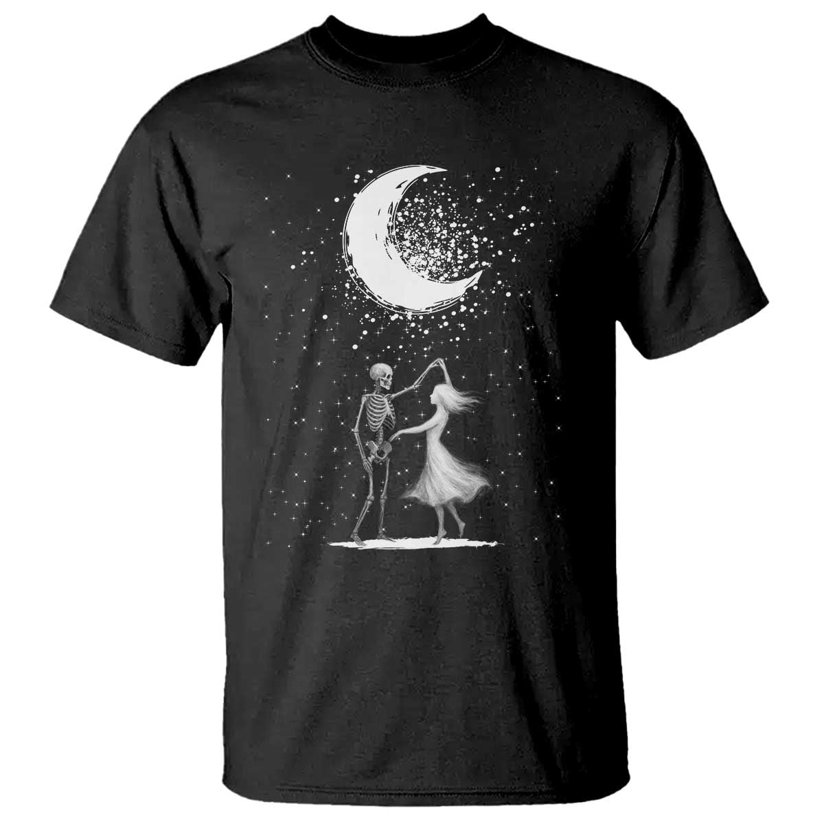 Skeleton Lover Dancing Under The Moon Dark Romantic Art T Shirt - Wonder Print Shop