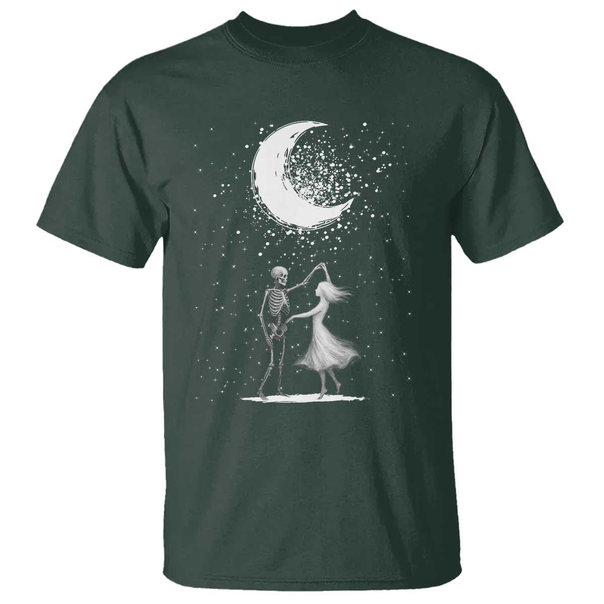 Skeleton Lover Dancing Under The Moon Dark Romantic Art T Shirt - Wonder Print Shop