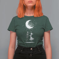 Skeleton Lover Dancing Under The Moon Dark Romantic Art T Shirt For Women - Wonder Print Shop