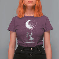 Skeleton Lover Dancing Under The Moon Dark Romantic Art T Shirt For Women - Wonder Print Shop