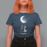 Skeleton Lover Dancing Under The Moon Dark Romantic Art T Shirt For Women - Wonder Print Shop