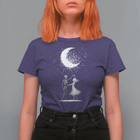 Skeleton Lover Dancing Under The Moon Dark Romantic Art T Shirt For Women - Wonder Print Shop