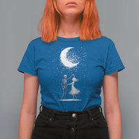Skeleton Lover Dancing Under The Moon Dark Romantic Art T Shirt For Women - Wonder Print Shop
