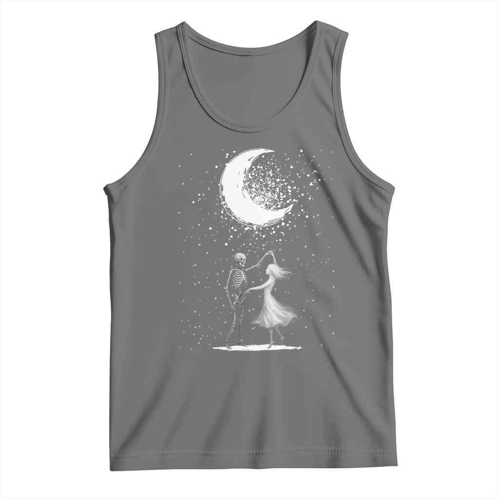 Skeleton Lover Dancing Under The Moon Dark Romantic Art Tank Top - Wonder Print Shop