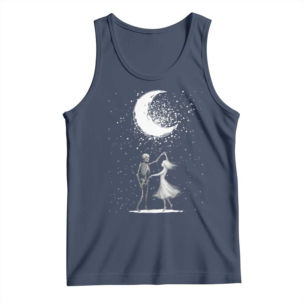 Skeleton Lover Dancing Under The Moon Dark Romantic Art Tank Top - Wonder Print Shop