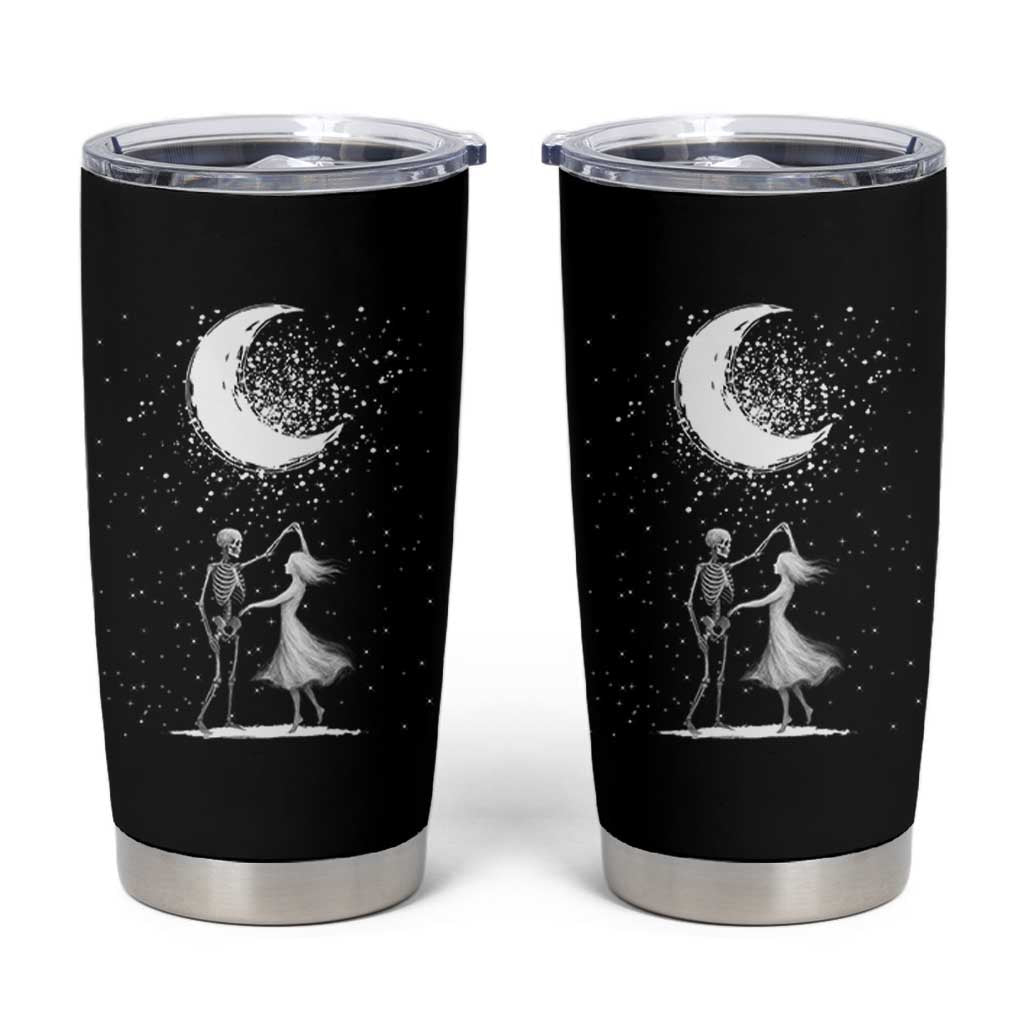 Skeleton Lover Dancing Under The Moon Dark Romantic Art Tumbler Cup