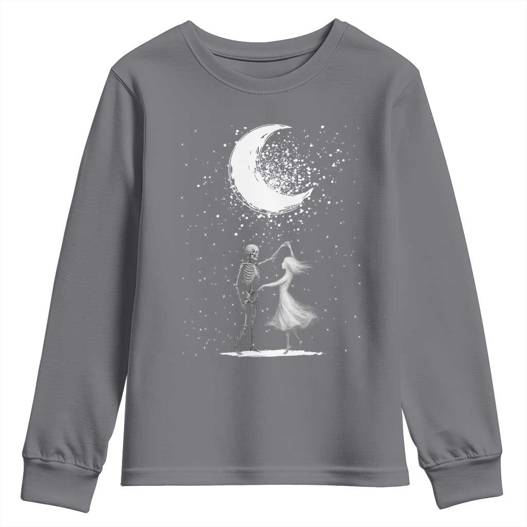 Skeleton Lover Dancing Under The Moon Dark Romantic Art Youth Sweatshirt - Wonder Print Shop