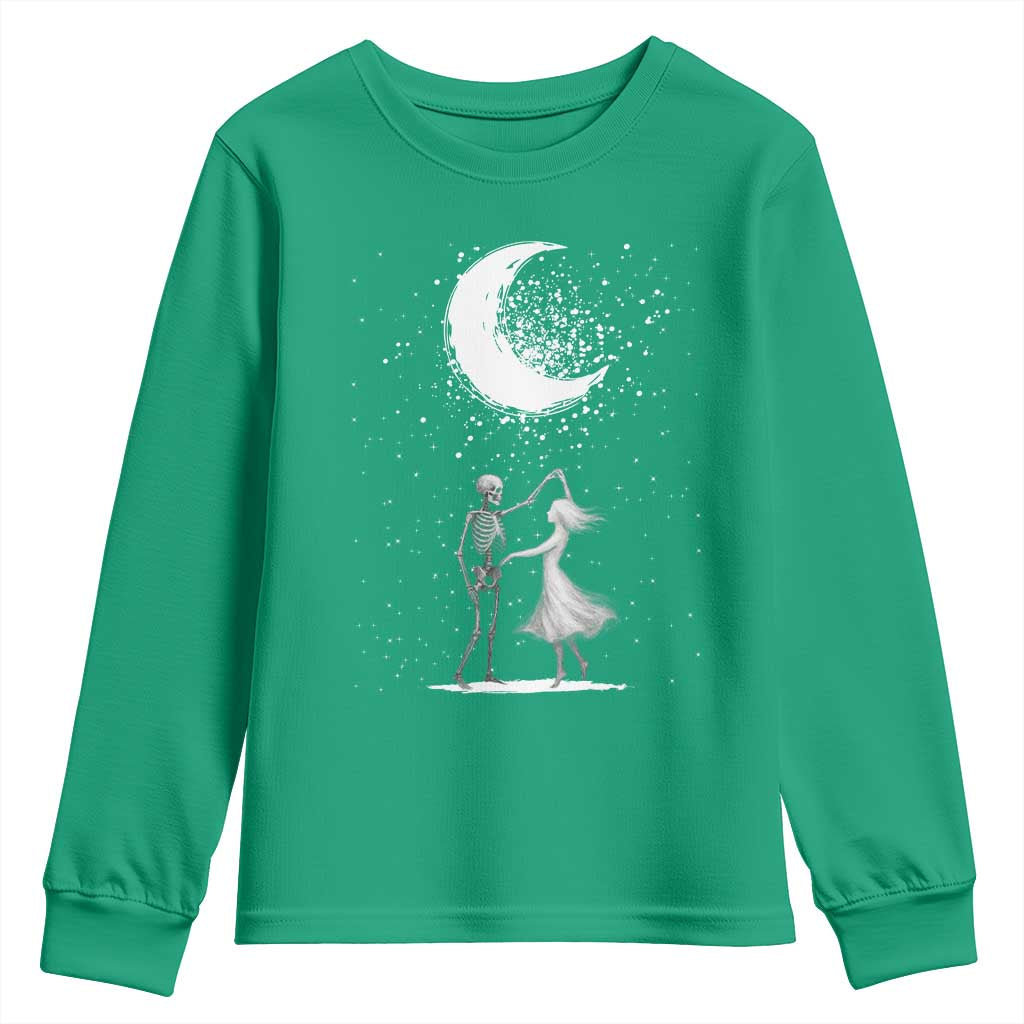 Skeleton Lover Dancing Under The Moon Dark Romantic Art Youth Sweatshirt - Wonder Print Shop
