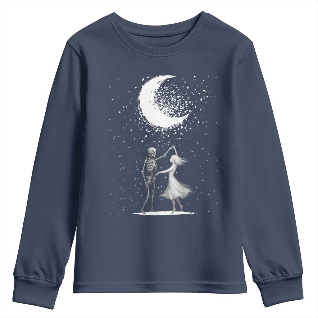 Skeleton Lover Dancing Under The Moon Dark Romantic Art Youth Sweatshirt - Wonder Print Shop
