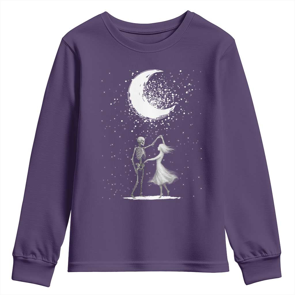 Skeleton Lover Dancing Under The Moon Dark Romantic Art Youth Sweatshirt - Wonder Print Shop